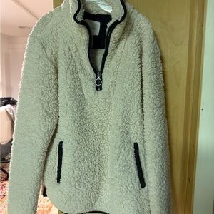 Thread & Supply Cream Teddy Jacket with Black Accents